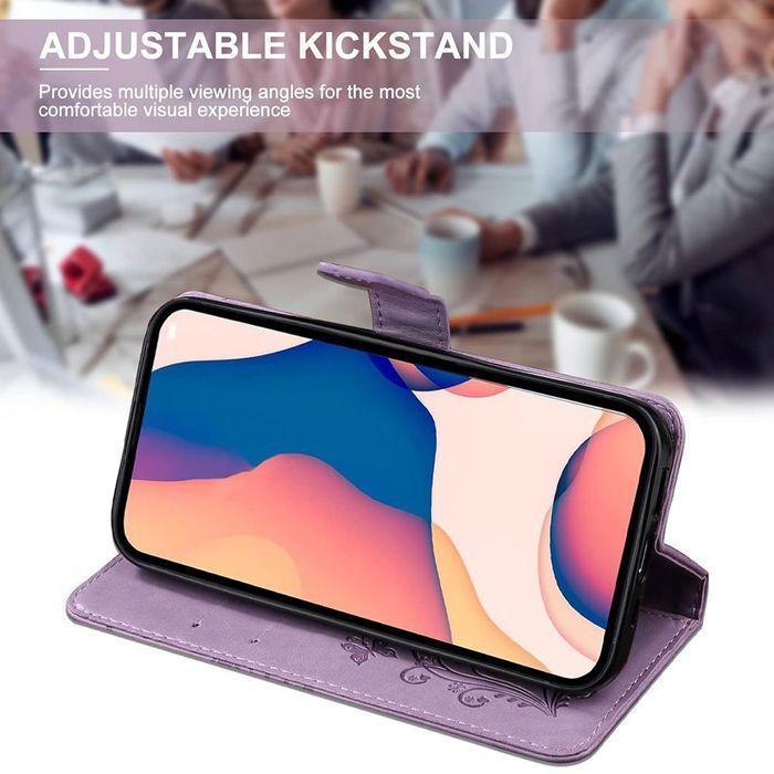 Coque de Protection - BOOLING - pour Samsung Galaxy S25 FE - Synthécuir Violet Motif Papillon - 2 Verres Trempés