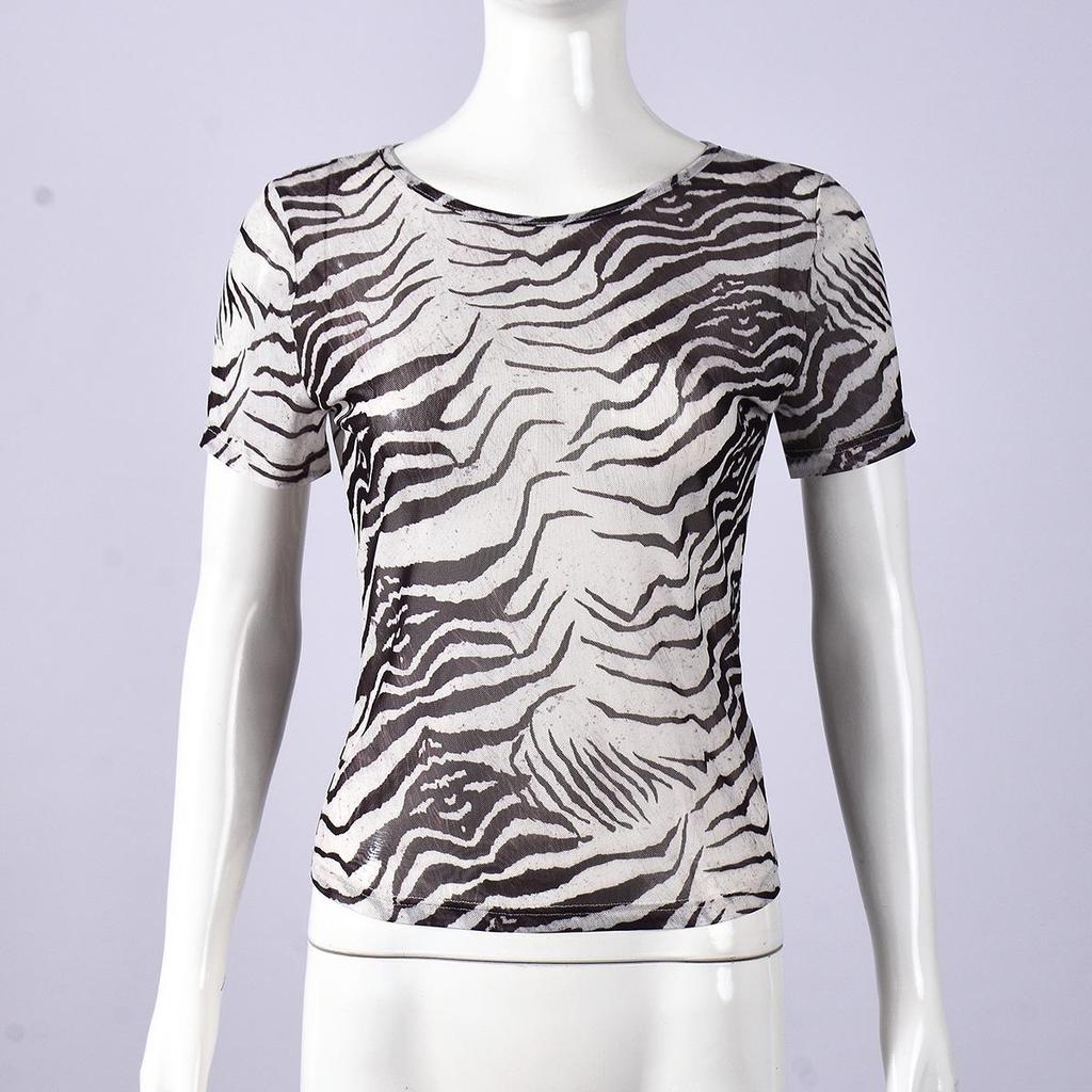 Летний бестселлер 2026: Женский топ европейского и американского стиля, облегающий, с принтом в виде сетки