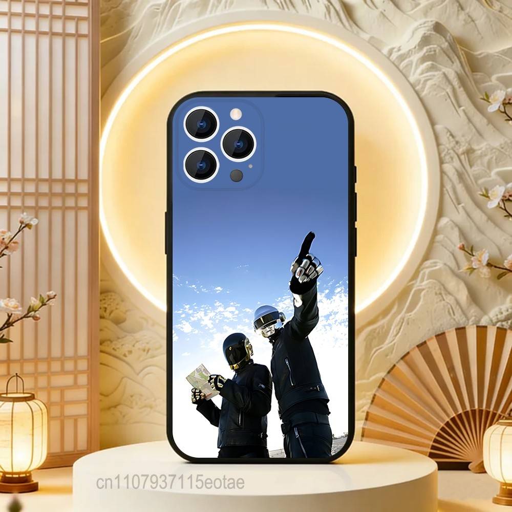 Daft P-Punk Band Phone Case Silicone Soft For IPhone 16,17,15,11,13,12,14,Mini,Pro,Max,Plus,Air,E Black