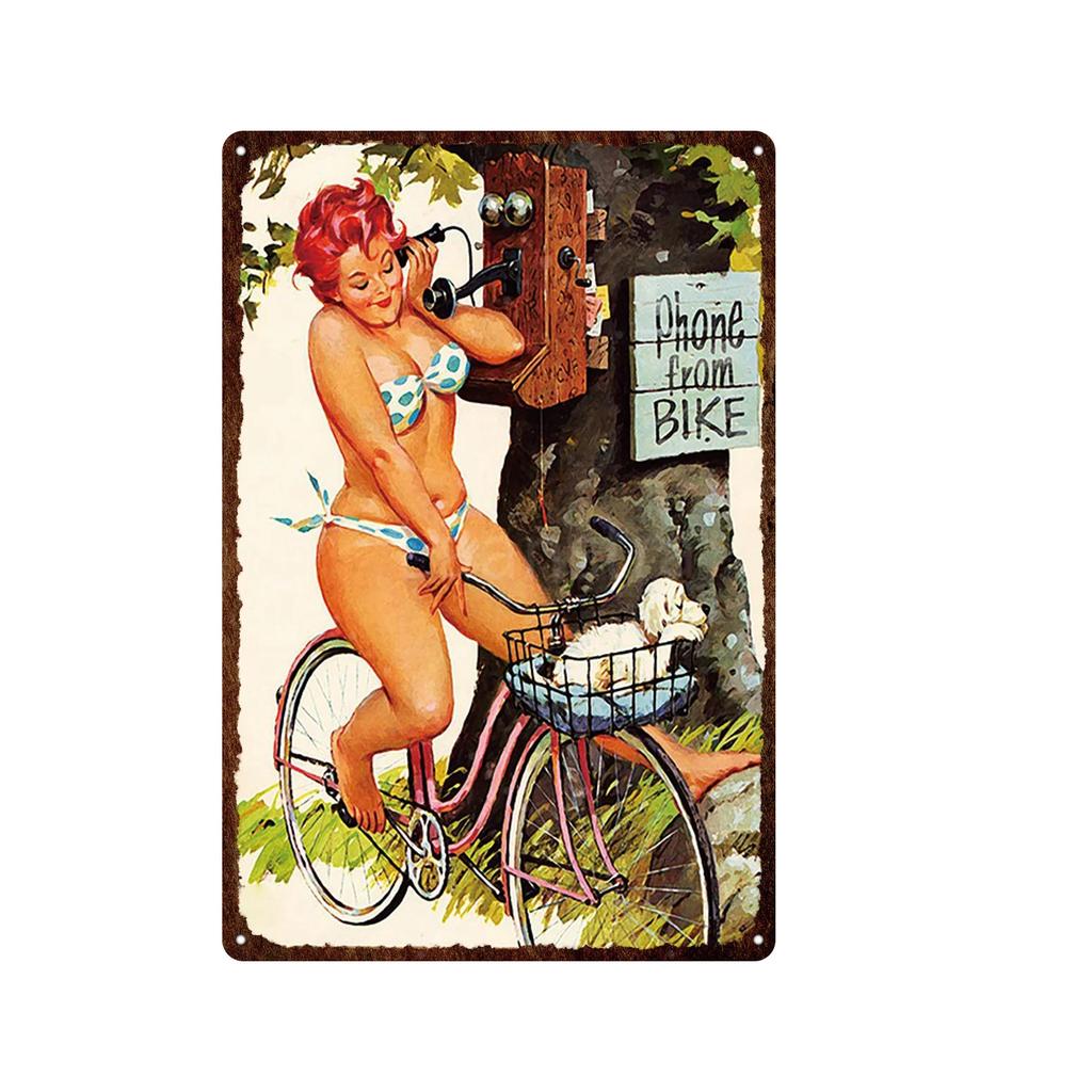 Жестяная картина Элегантная девушка пин-ап Ретро постеры Жестяная табличка Металлическая табличка Декор Стена Женский портрет Бар Паб Клуб Мужская пещера Картинки