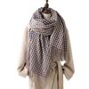 Women Scarf Plaid Print Knitting Shawl with Tassel Decoration Warm Scarf Versatile Comfortable Hair Accessory