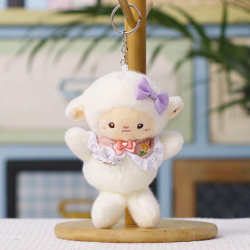 Cute Soft Sheep Plush Keychain Fluffy Texture Bag Pendant Sturdy Key Accessory for Purse Hanging Valentine's Day Gifts
