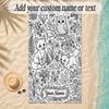 Forest Theme Soft Beach Towel Personalized Custom Name Text Towel Portable for Beach Pool Travel