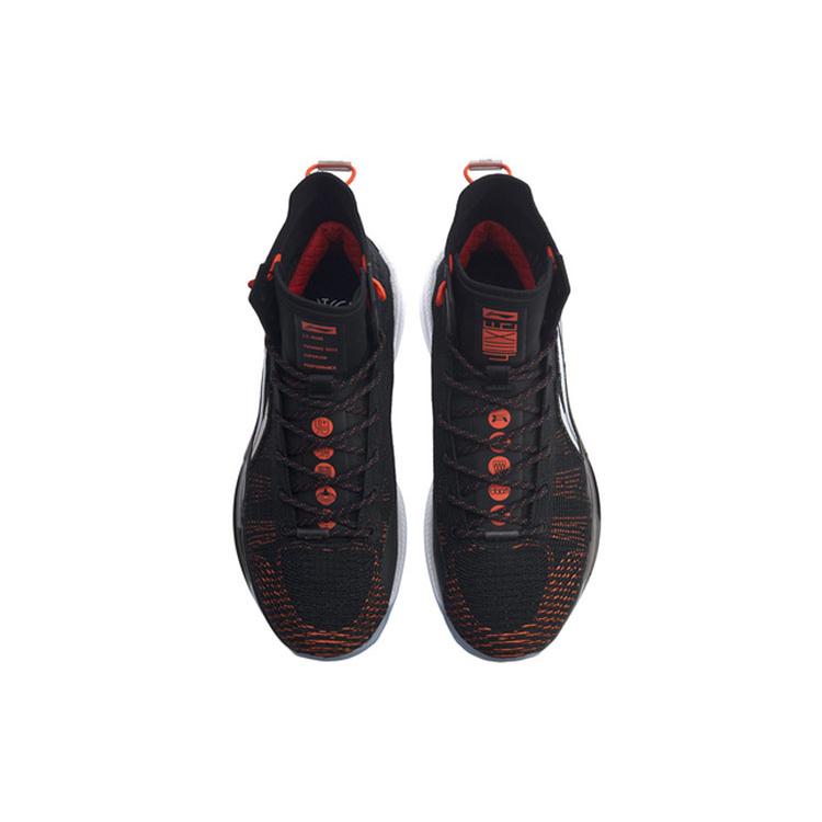 Li Ning YuShuai 13 Ткань Boom Скользкие Устойчивые к истиранию Высокие Баскетбольные Кроссовки Мужские Черно-Оранжевые ABAP031-2