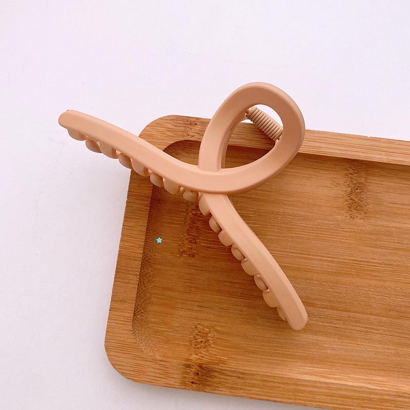 Кремовые матовые корейские заколки для волос: Большой зажим для акул для женщин - Аксессуары для ванны и затылка