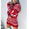 Autumn Winter Women Long Sleeve Loose Christmas Dress New Year Festival Christmas Print A-line Mini Dress Ladies