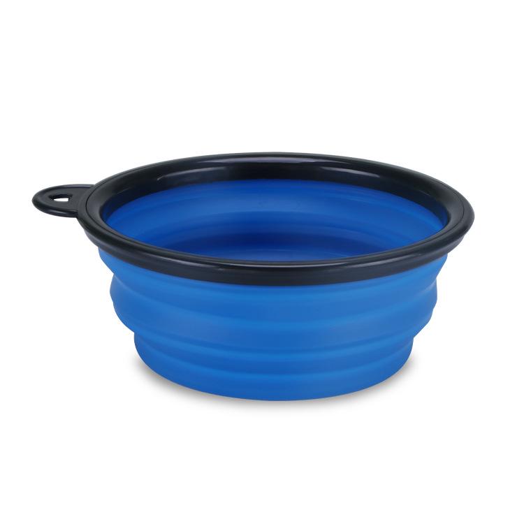 Buckle Black Foldable Silicone Pet Bowl: Portable Outdoor Cat & Dog Feeding Basin