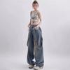 90s Vintage Blue Jeans Women Y2K Korean Fashion Retro Wide Leg Overalls Oversized Harajuku Hippie Streetwear Denim Pants