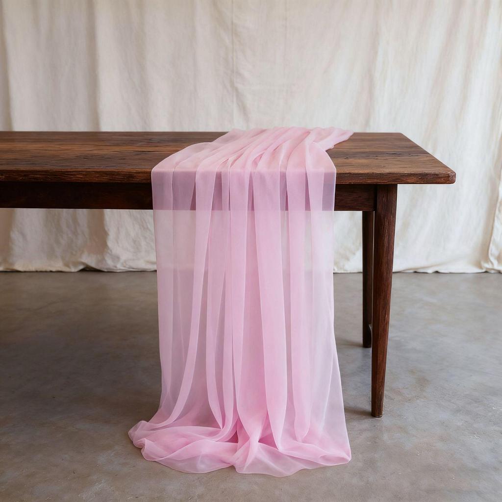 Nordic Wedding Voile Table Runner: Solid Chiffon Crepe Decoration for Dining and Parties