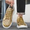 2025 Men Sneakers Male Gold Luxury Glitter Shoes Streetwear Hip Hop Casual shoes Chaussures Homme