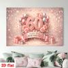 60th Birthday Pink Roses Glitter Balloons Gifts Ribbon Banner Polyester Backdrop, for Party Decor Home, Club, Garden, Farm, Room, No