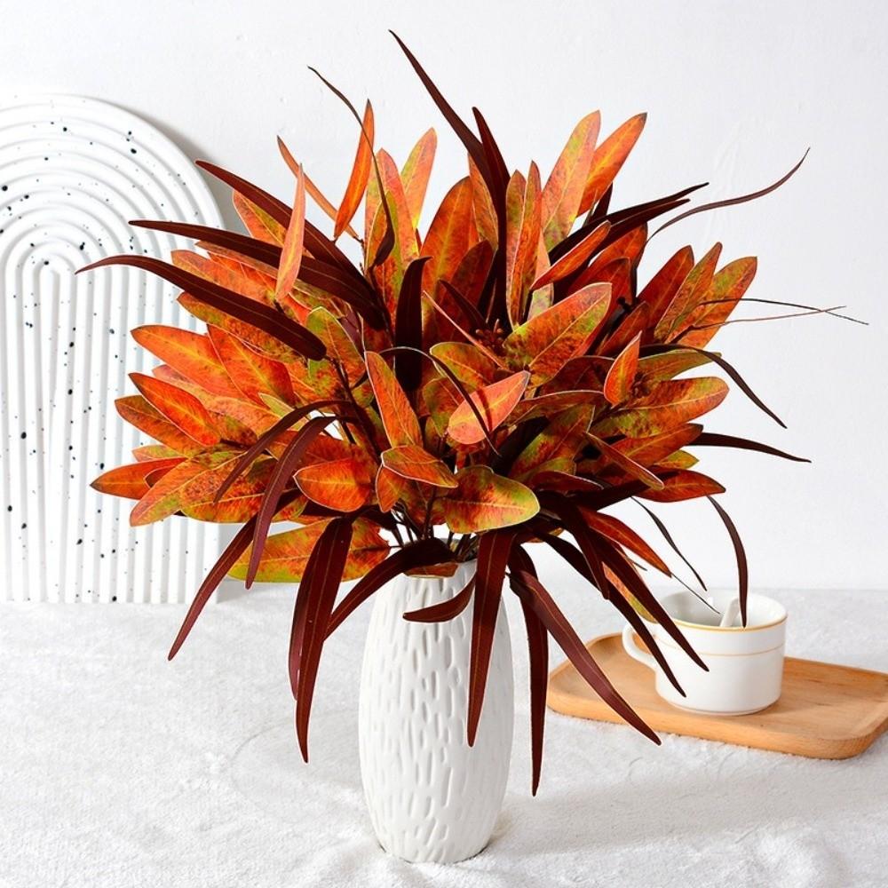 Green Leaves Silk Willow Leaves 3D Printing Fake Plants Artificial Eucalyptus Leaf  Garden