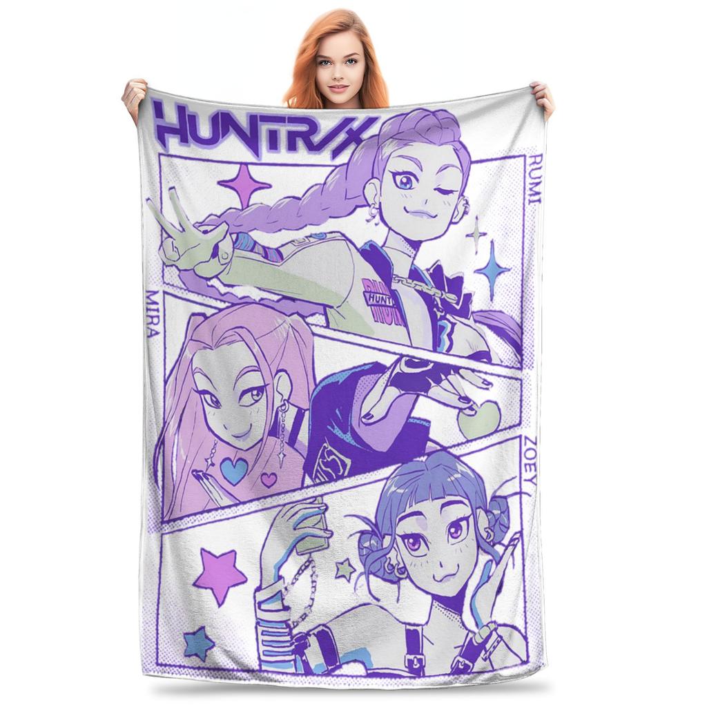 KPop Demon Hunters Huntrix Blue Tiger Derpy Blanket Super Soft Cozy Throw Blankets for Sofa 50x60 Inch Multi-size Bedspreads