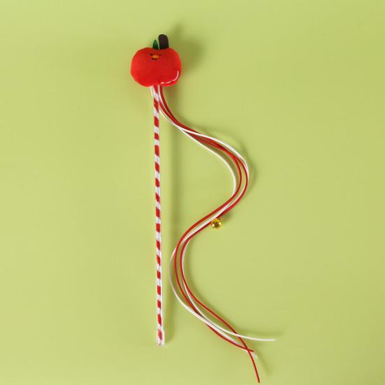 Christmas Cat Teaser Wand Interactive Toy Cartoon Apples Christmas Tree Star Gingerbread Man Plush Rod for Cats Safe Material Pet Supplies