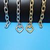 Fashionable Exaggerated Adjustable Length Chain Necklace with Heart Charm Pendant for Trendy Women Ladies Daily Use