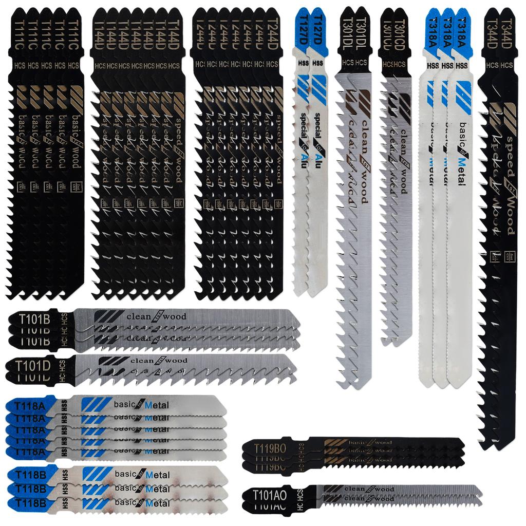 10-50Pcs T-Shaft Jigsaw Blades HCS Assorted Jig Saw Blades For Wood Plastic Metal Cutting Jig Saw Blades for Thin Metal Cutting
