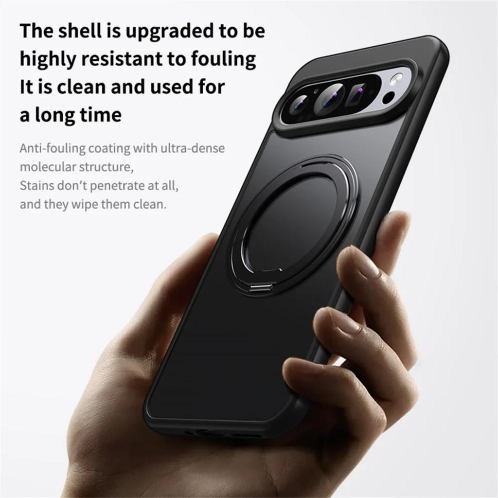 Магнитный чехол-подставка с вращением на 360° для Google Pixel 9 8A 8 Pro XL, роскошный металлический складной кронштейн, противоударный защитный чехол