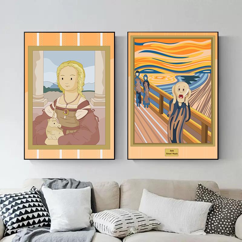 Милая известная картина, мультяшный художественный постер и принты, холст, картины, настенное искусство для гостиной, украшение дома