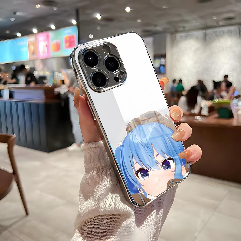 Чехол для телефона H-Hoshimachi Suisei Для IPhone 17 Pro Max 15 Pro 16 14 Plus 12 13 Mini 11 Pro Ударопрочный Электрооplated Стеклянная крышка