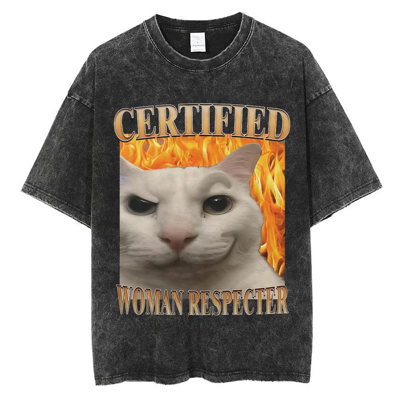 Wash I Survived Todays Tummy Ache Funny Cat Meme T Shirt Men Women Personality Fashion Tshirt Cotton Casual Oversized T Shirts