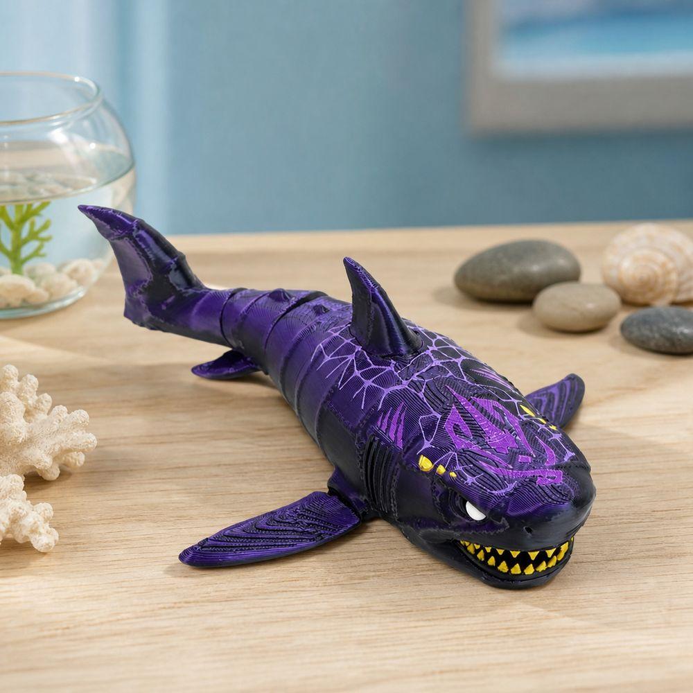 3D Printed Articulated Shark Figure Flexible Design Marine Reptile Figure For Collection