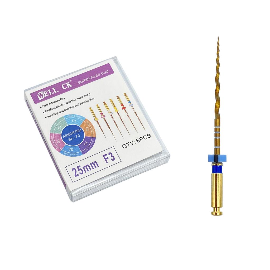 Зубной файл корневого канала, золотые эндодонтические суперфайлы, золотые эндодонтические файлы, 25 мм, никель-титан