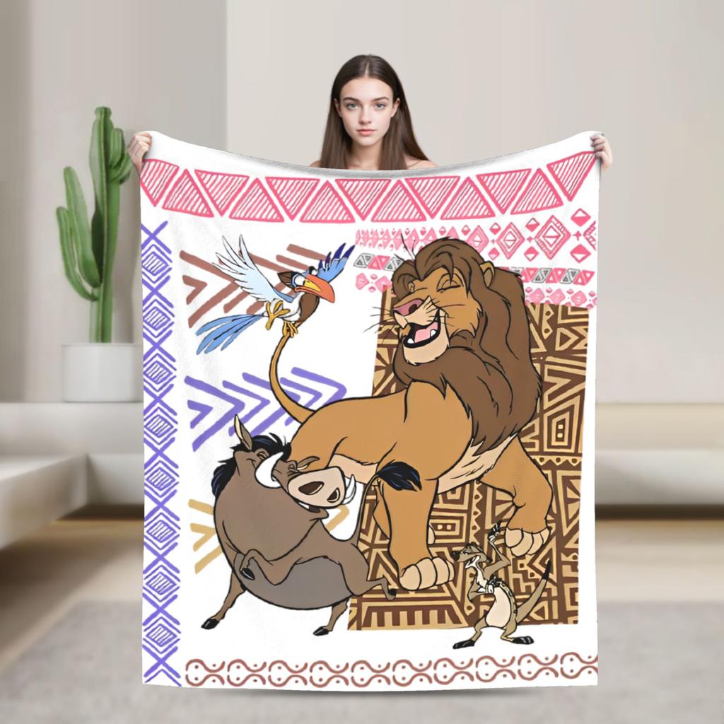 Lion King Blanket Funny Cartoon Simba Fleece Funny Warm Throw Blankets for Home Autumn/Winter
