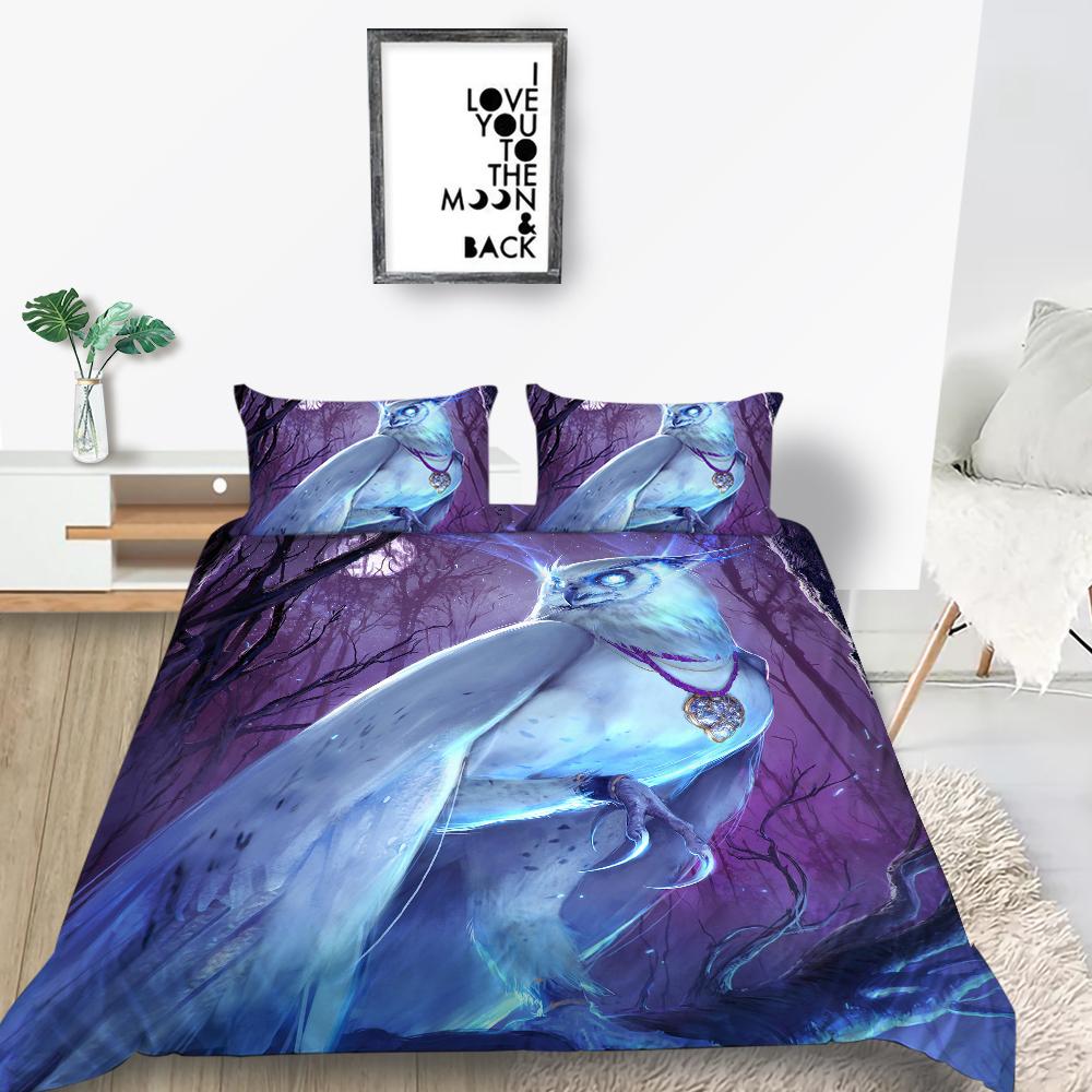 Комплект постельного белья серии «Сова» Постельное белье для спальни Одеяло и наволочка Простыня/двуспальная кровать Полный размер 2/3 шт. Украшение дома