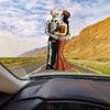 Halloween Skeleton Couple Car Pendant 2D Acrylic Rearview Mirror Hanging Decor Backpacks Charm Glow-in-Dark Keychain Parties Decoration