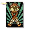 Винтажный металлический плакат с холодным пивом, ретро жестяная вывеска для напитков, бар, клуб, паб, настенная художественная декоративная тарелка для современного домашнего декора, эстетические подарки