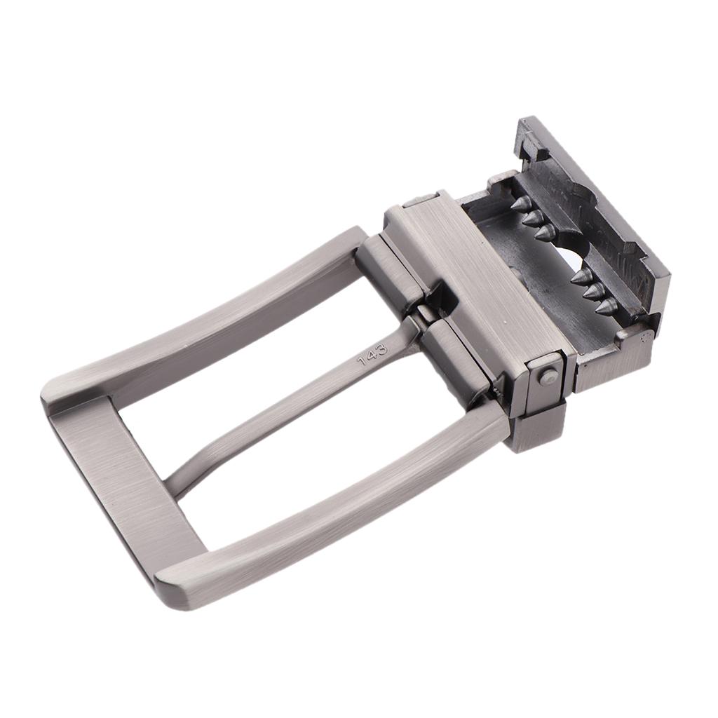 Men Belt Buckle Single Prong Rectangular Pin Reversible Pearl Gray