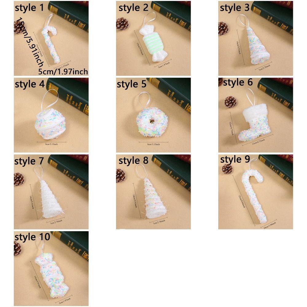 Flocking Xmas Tree Decor DIY Ice Cream Pendant Creative Candy Cane Ornament Home Decor