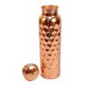 Pure Copper Water Bottle - 1L Hand Made | Diamond Design With Leak-Proof Lid | Ayurvedic Copper For Health Benefits