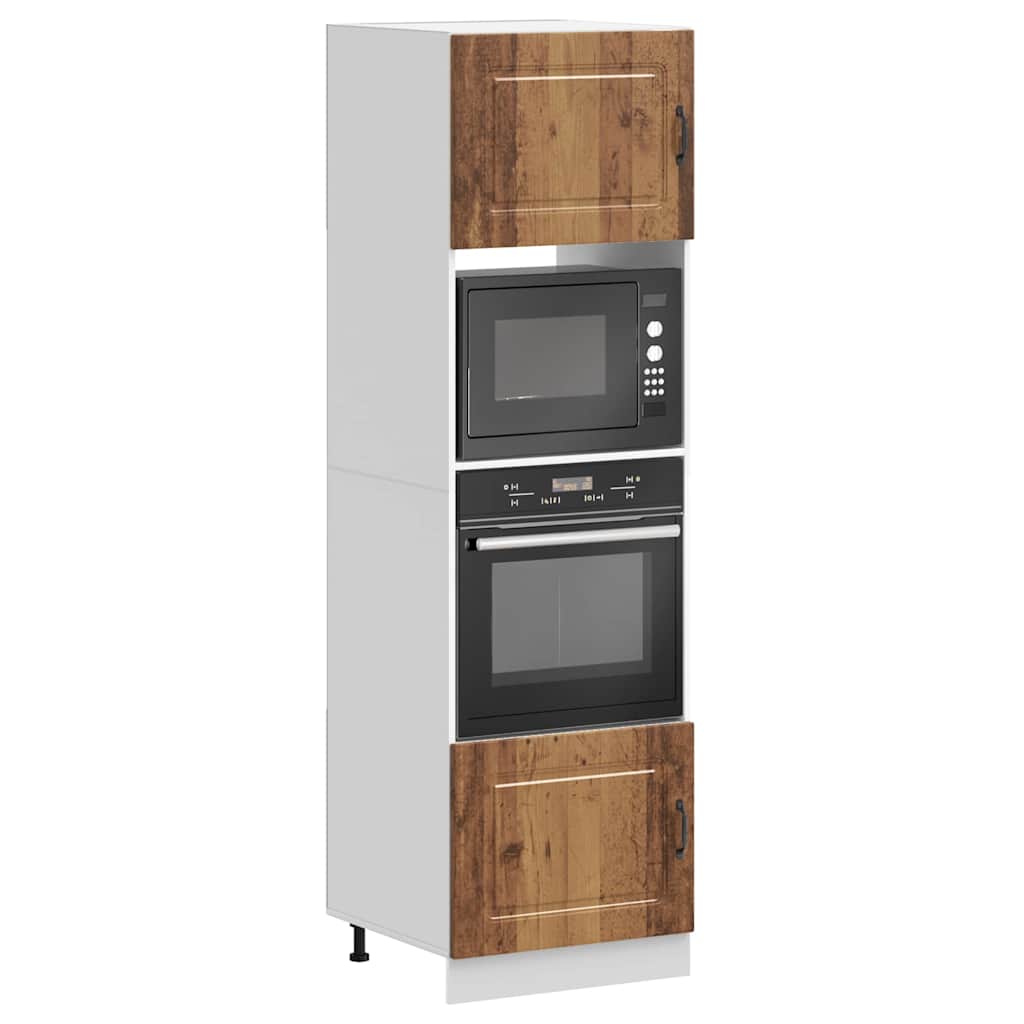 2 piece stove surround cabinets Kalmar vintage wood look engineered wood