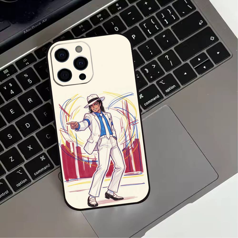 Cute Cartoon M-Michael J-Jackson Phone Case For iPhone 17,16,15,14,13,12,11 Plus,Pro Max,XS,Soft Silicone Black Cover