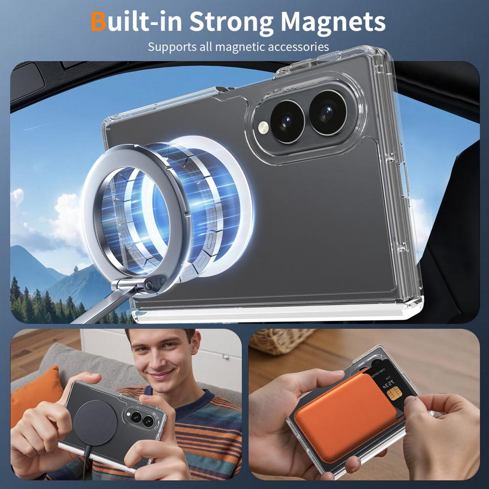 Кристально Чистый Многослойный Чехол для Телефона Samsung Z Fold 8 Fold8 Ultra Galaxy Z Fold 7 6 со Встроенной Магнитной Петлей Защитная Крышка