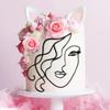 2Pcs Acrylic Abstract Line Minimalist Art Lady Face Cake Topper Woman Girl Birthday Cake Decora Wedding Cake Toppers Party Supplies