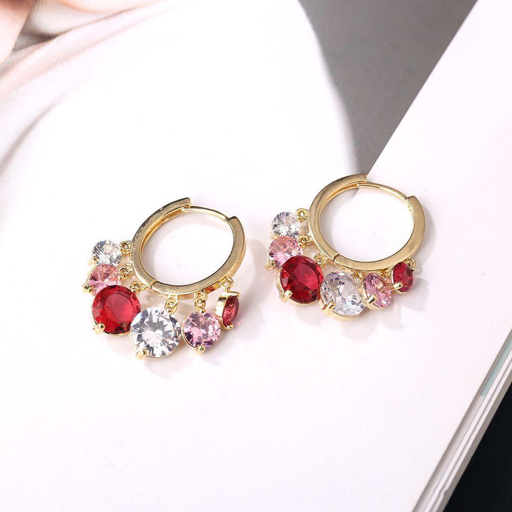 Female Copper Girls Women Ear Buckle Korean Style Earrings Fashion Jewelry Zircon Hoop Earrings