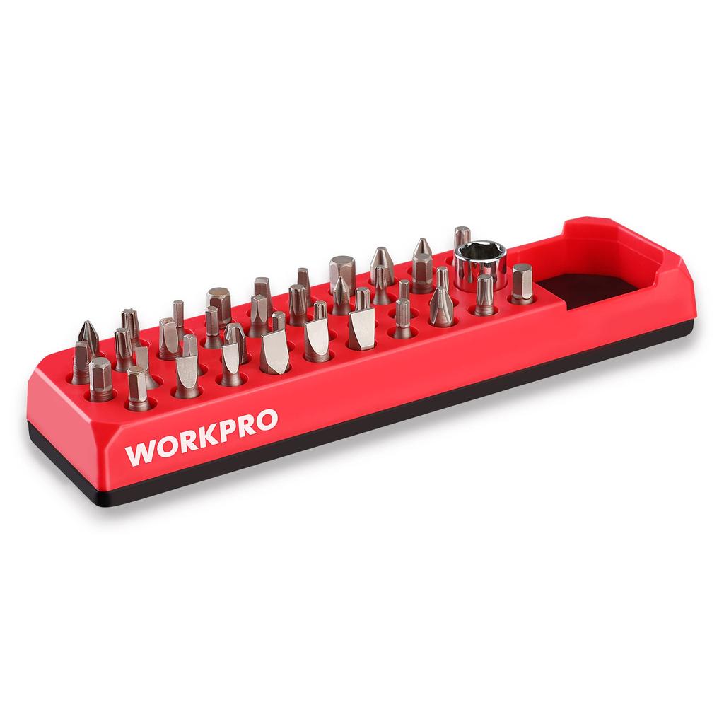 WORKPRO Bit Organizer Magnetic Bit Holder Hexagonal Driver Bit Holder Holds 39 Pieces with Strong Magnetic Base for Bit Storage Sold (Bits Separately)