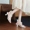 Black Sandals Women's 2025 Summer New Stiletto Open-toed High Heels Butterfly Flower Diamond Temperament One-word Belt High Heels