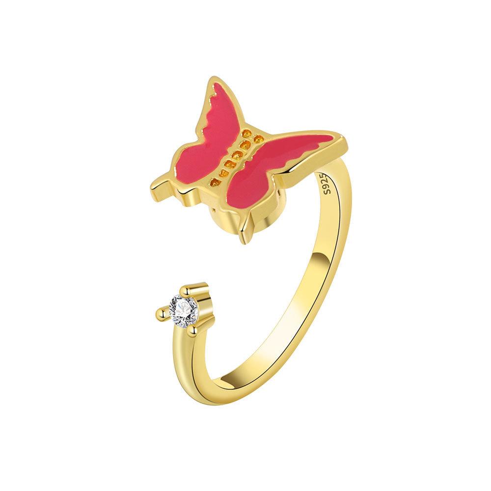 Rotatable Butterfly Open Ring For Women Adjustable Index Finger Ring Unique Personalized Fashion Jewelry Gift