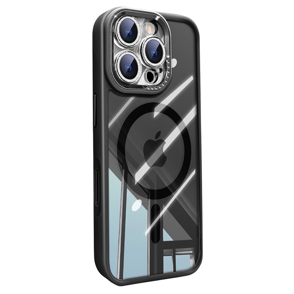 Чехол для iPhone 16 Pro Max, совместимый с MagSafe, прозрачный чехол для телефона из ПК+ТПУ с блестящей пленкой для объектива камеры