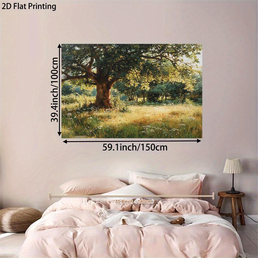 One piece of green tree background fabric golden sunlight tree pattern for indoor/outdoor parties and home use