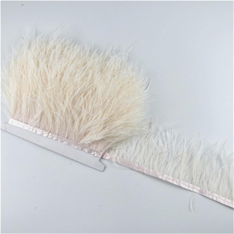 10Meters Colored Ostrich Feathers On Ribbon Trim 8-10Cm Skirt Fringe On Tape Ostrich Feather Trims Sewing Trimmings Decoration
