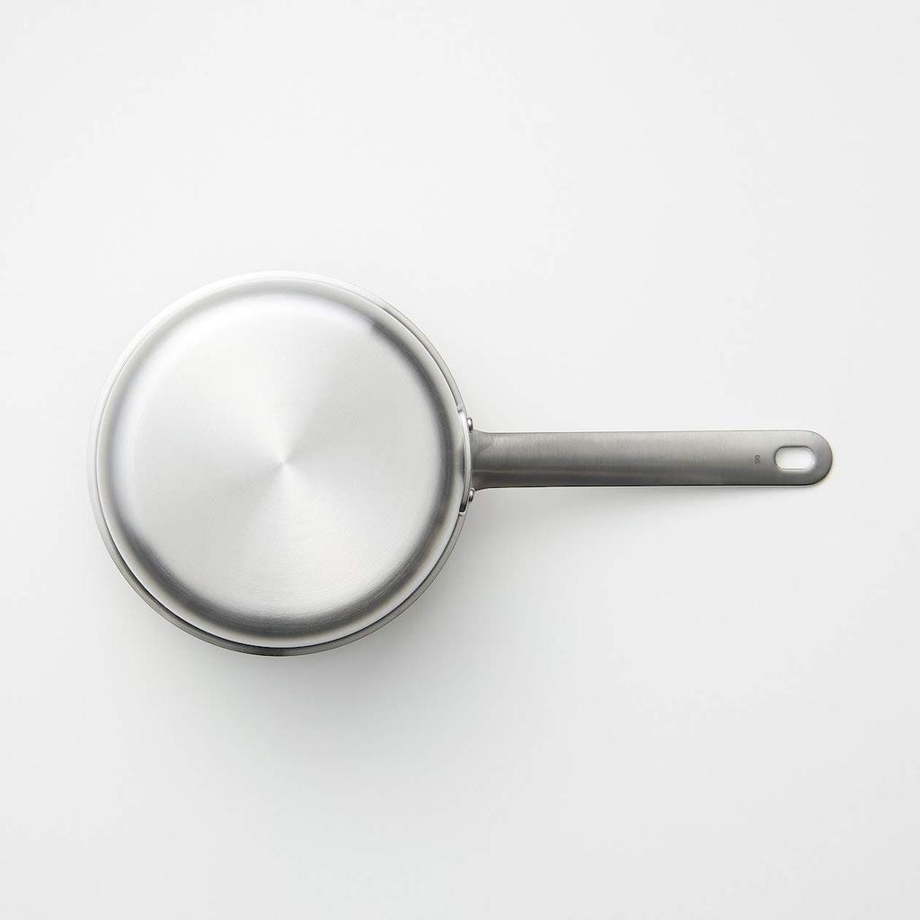 MUJI Stainless Steel Aluminum Triple-Layer Saucepan, Approx. 1.5L, Approx. 36cm W x 13cm H, 82219920, Silver