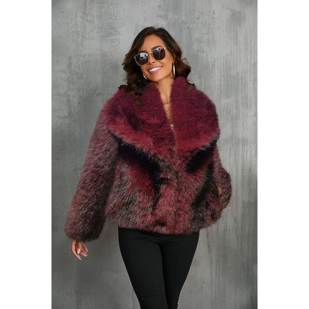 Fur Big Collar Synthetic Fur Coat Short Fashion Imitation Fox Fur Coat Fluffy Plush Women's Clothing