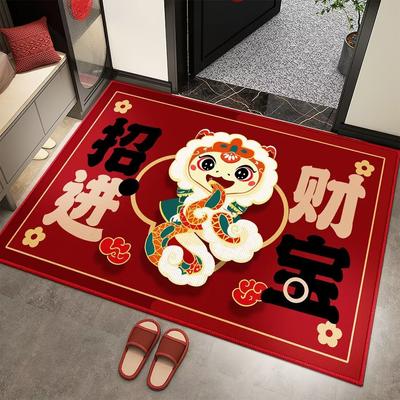Коврик на Новый год Дракона, красный праздничный коврик для двери, новогодний коврик, коврик для входной двери, коврик для ног, который можно стирать в стиральной машине