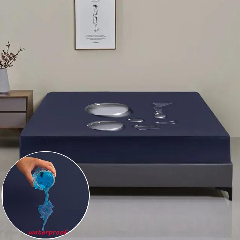 Всесезонный водонепроницаемый протектор матраса Мягкая полиэстеровая простыня с глубоким карманом 8 цветов Современная простыня на резинке Прочный наматрасник Постельное белье Покрывало