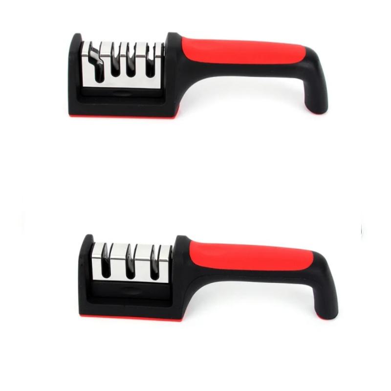 3/4-Stage Knife Sharpener Stainless Scissors Sharper Multifunctional 4in1 Type Kitchen Quick Sharpening Tool with Plastic Handle