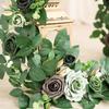 2pcs Artificial Multicolor Rose Green Plant Lantern Flower Vine, Can Be Used For Outdoor Patio Garden Ceremony Decoration